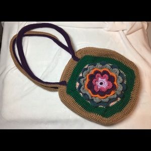 Crochet flower over the shoulder bag NWOT